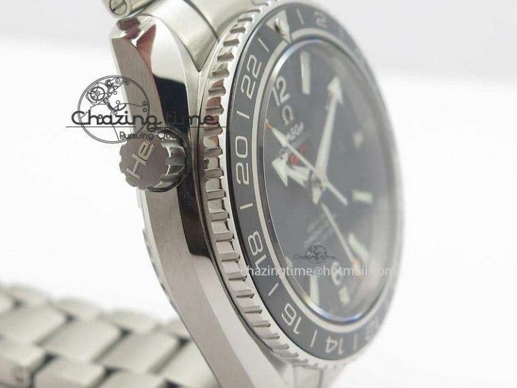 0119 Planet Ocean GMT 42mm V6F Best Edition Black Dial Silver Markers On SS Bracelet A Casual 8273